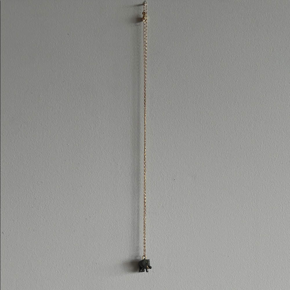 Gold Chain Necklace with Black Elephant Pendant - Women Jewelry
